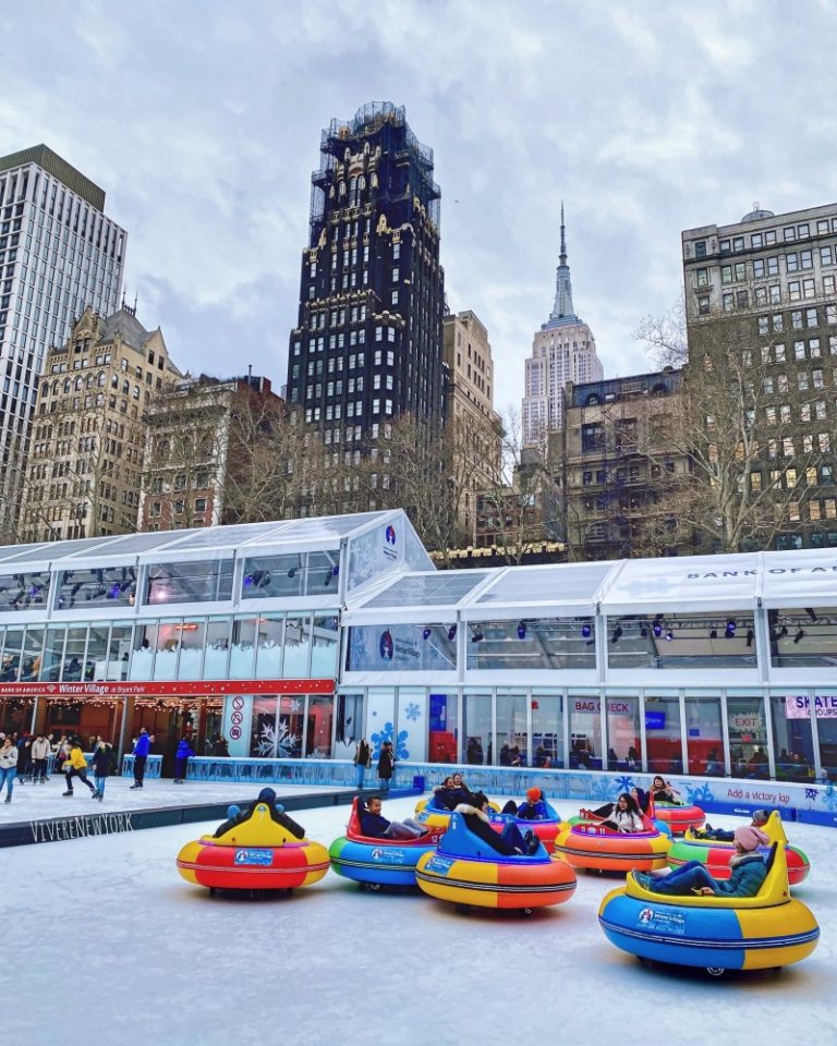 Having fun on bumper cars on ice!