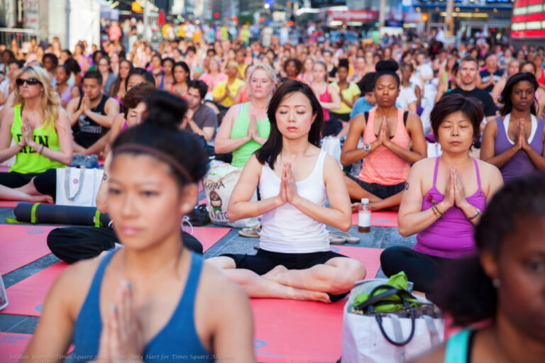 Solstice in Times Square: practicing Mind Over Madness Yoga in the heart of NYC!