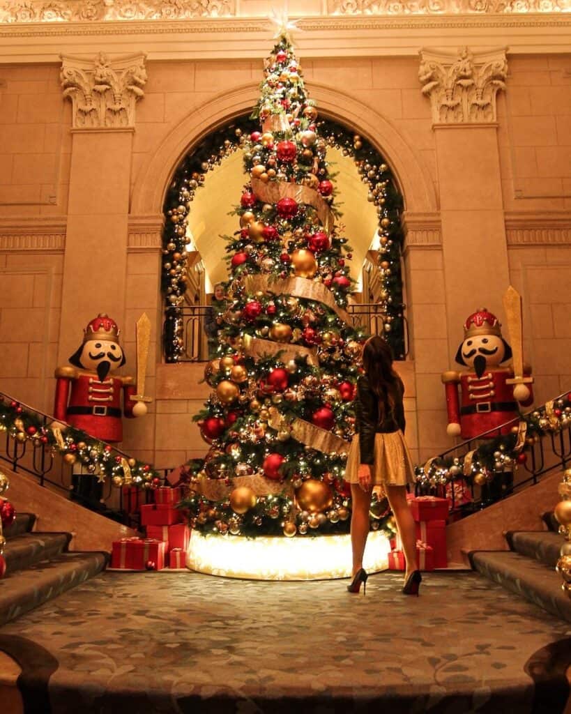 Peninsula Hotel NYC Christmas holiday lobby decor Midtown Fifth Avenue luxury