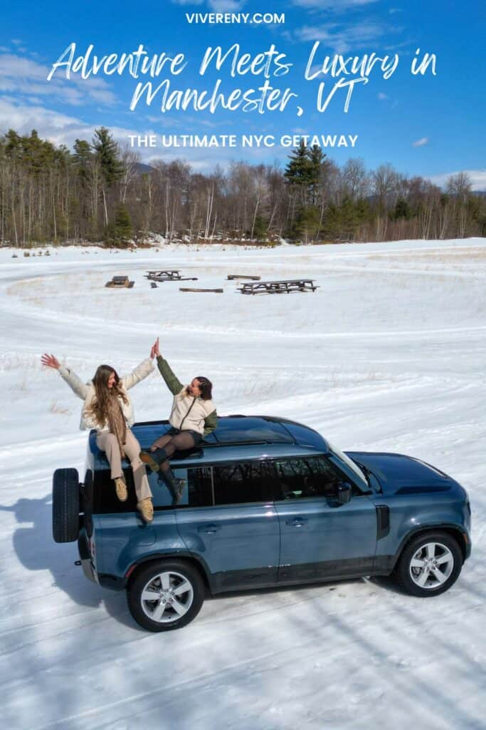 Land Rover Defender off-roading in the snow near Manchester Vermont