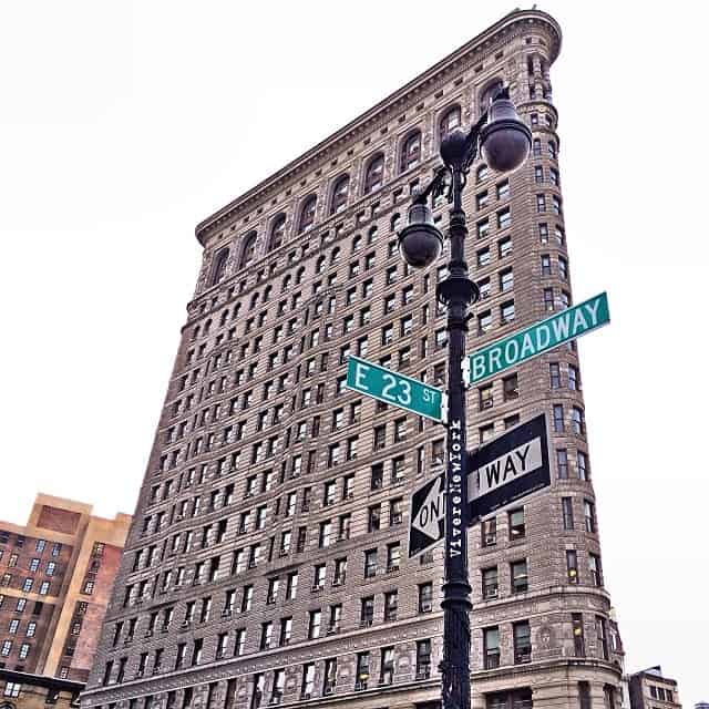 New York City Flatiron Building comparison with Brescia Italy building