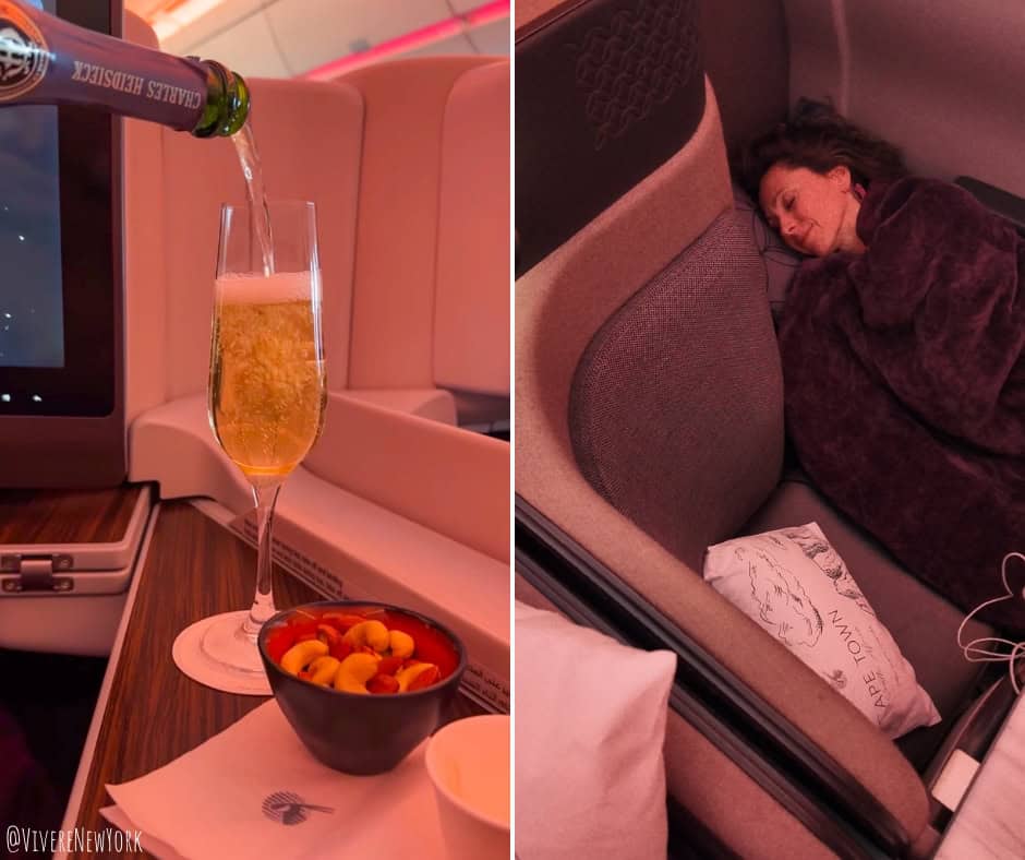 Qatar Airways business class lobster fine dining 35000 feet world's best airline