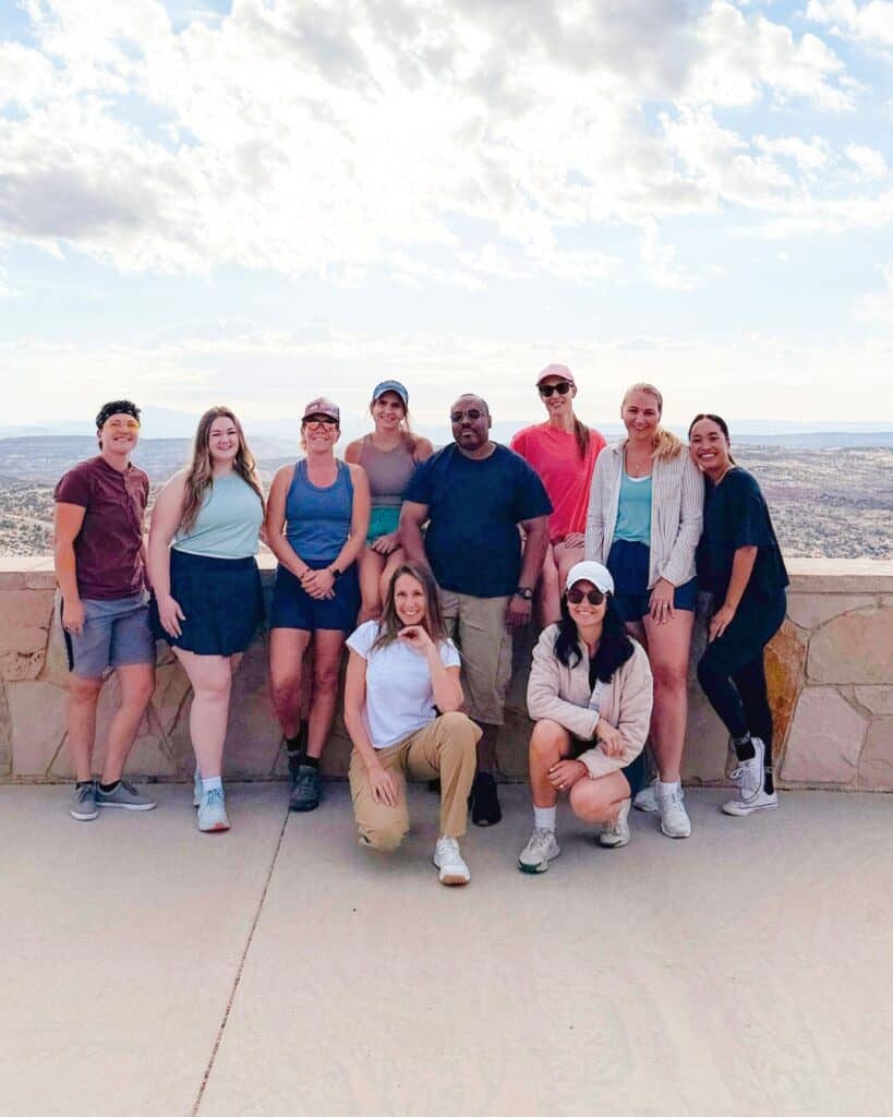 group shot of travel journalist. during a press trip to Bryce County