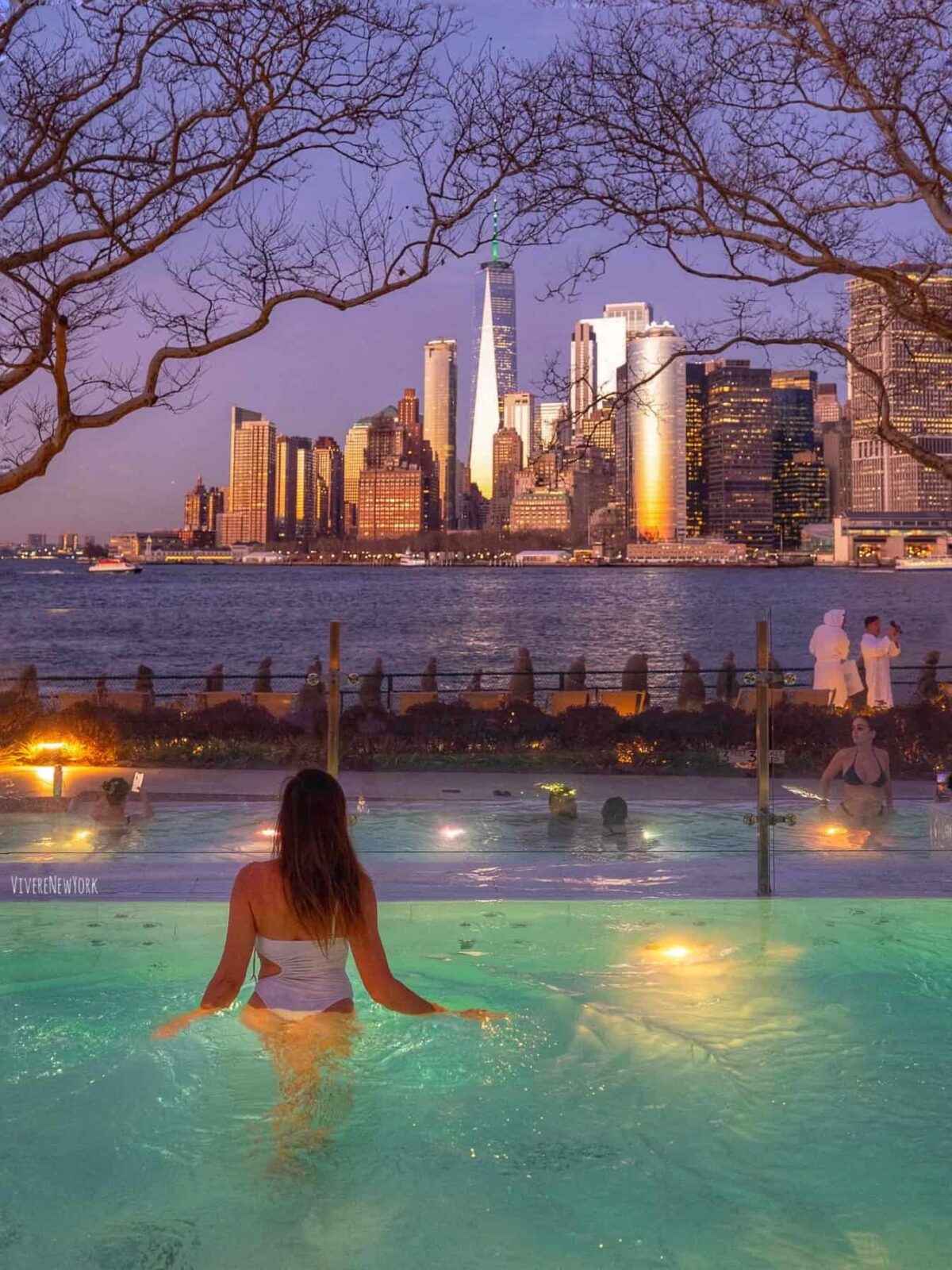 QC NY Spa Governors Island at night - best summer escape from NYC