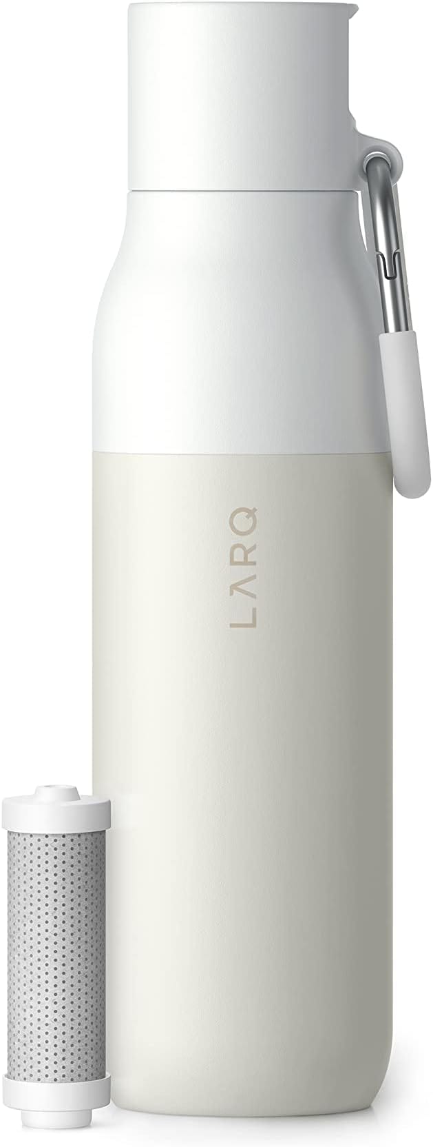 LARQ insulated filtered flip top water bottle in granite white