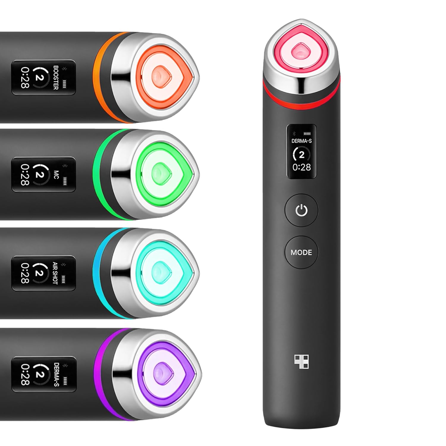 Medicube Age-R Booster facial device with multiple color-mode indicators for daily skin tightening and serum absorption