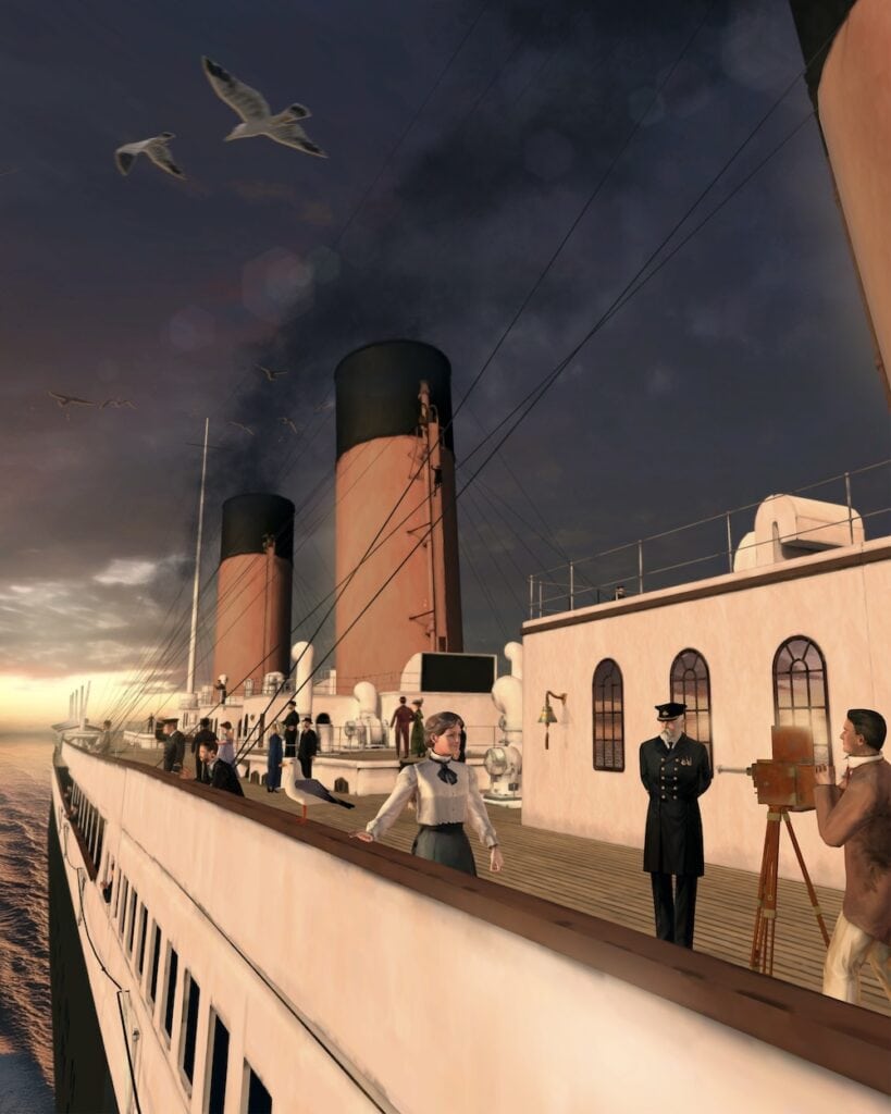 Stunning VR transition where the Titanic is reconstructed back to its 1912 glory during the immersive experience.
