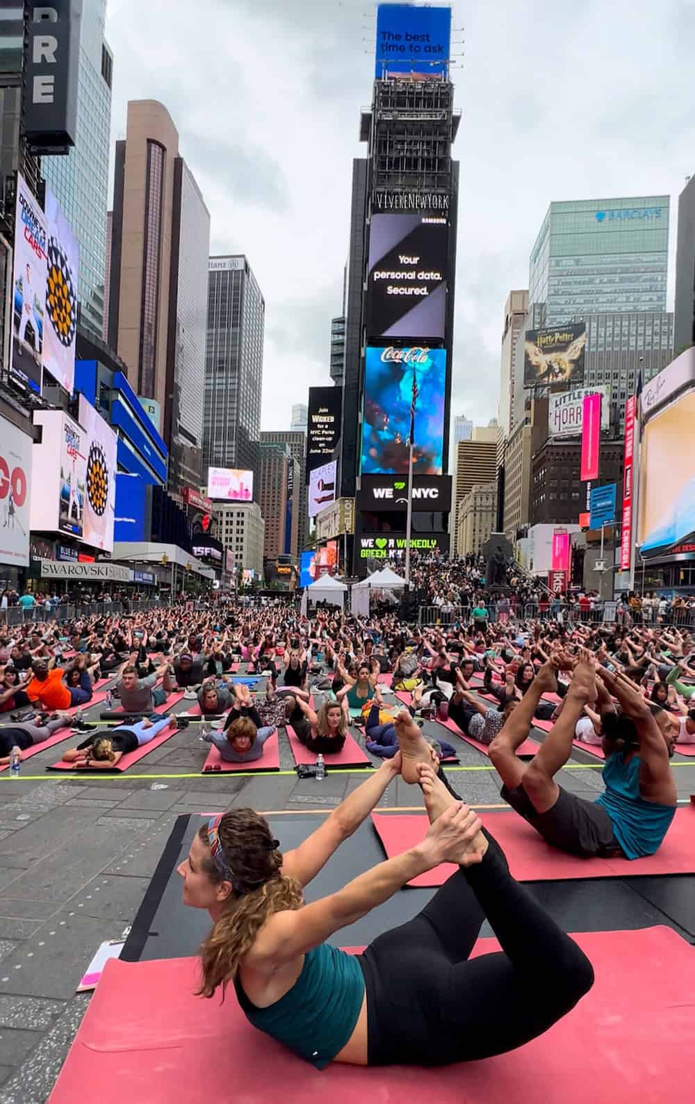 Free Solstice yoga in Times Square NYC - Mind Over Madness summer event