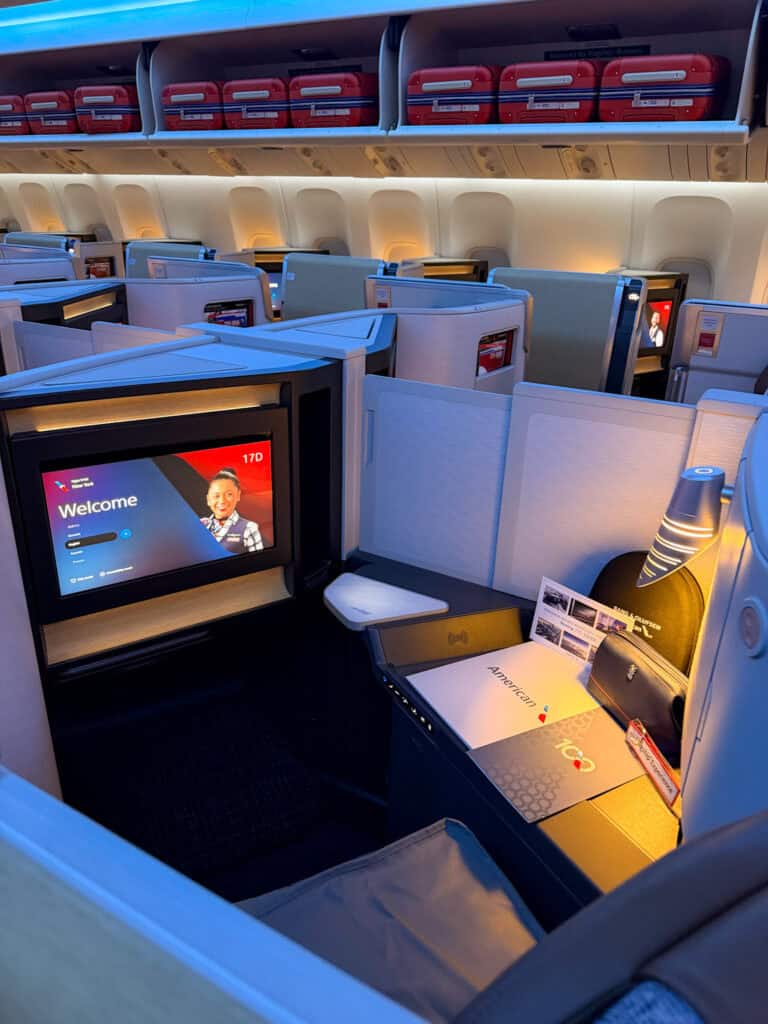 American Airlines Flagship Suite business class cabin on the retrofitted Boeing 777-300ER